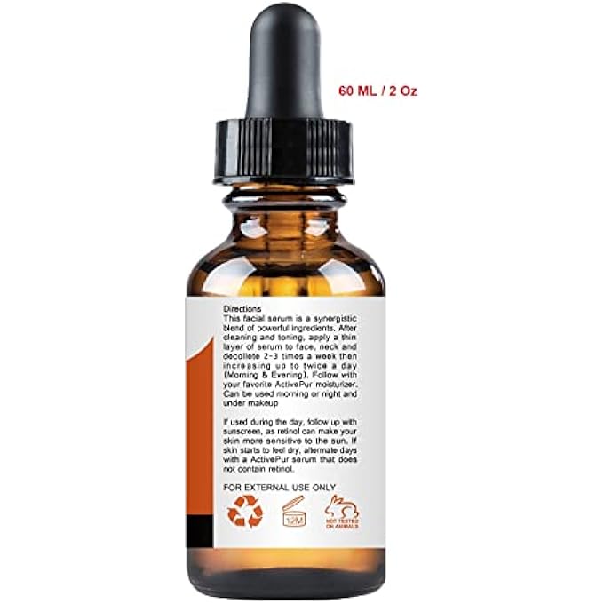 ActivePur 25% VITAMIN C SERUM FOR FACE (2 OZ/60 ML) VITAMIN E+B5, HYALURONIC ACID SERUM FOR FACE RETINOL FERULIC ACID NIACINAMIDE COLLAGEN, ANTI AGING WRINKLE AGE SPOTS EYE CIRCLES SKIN MOISTURIZER - Image 2